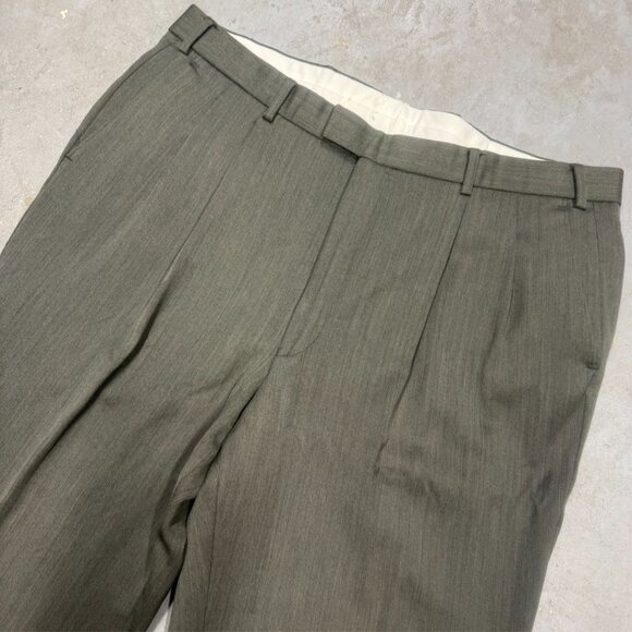 Alexandre of London Savile Row Dress Pants Wool Trousers Pleated Brown 40x31 - Picture 2 of 9